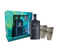 Valhalla, Liquore alle Erbe, 500 ml, Confezione Regalo con 4 bicchierini in metallo, Liquore Finlandese a Base di Vodka, Note Amare e Agrumate, Sapore Dolce e Forte, Botaniche Selezionate, 35% Vol.