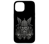 Valhalla Odin Totenier Corvo lupo Miti nordici vichinghi Custodia per iPhone 15