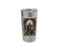 Valhalla Viking Warrior Norse Raven Rune Odino Tarocchi Bicchiere termico in acciaio inox doppia parete