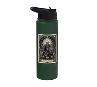 Valhalla Viking Warrior Norse Raven Rune Odino Tarocchi Stainless Steel Insulated Water Bottle