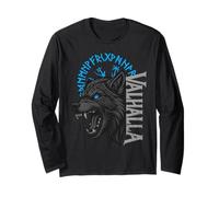 Valhalla Wolf - Testa di Lupo vichinga norrena Grande Maglia a Manica