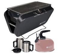 Valiant barbecue portatile, bollitore da campeggio rosa e tazze