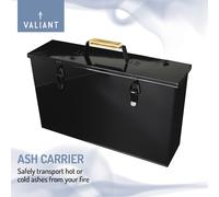 Valiant Fireside Ash Box and Carrier - Metallo nero lucido con chiusure