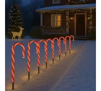 Valiant Fun Luci di Natale a bastoncino di zucchero, 8 pezzi, 64 LED