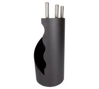 Valiant Set di accessori per caminetto a 3 pezzi in metallo, Nero | set accessori caminetto, paletta, scopino, attizzatoio, design a scomparsa, metallo, nero, 3 pezzi