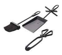 Valiant Set di pinze per caminetto, spazzole e pale per cenere con supporto