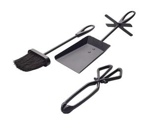 Valiant Set di pinze per caminetto, spazzole e pale per cenere con supporto