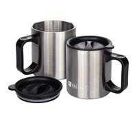Valiant Fireside Tazza termica da campeggio – confezione da 2 con coperchi – Argento