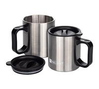 VALIANT - Tazza termica da campeggio, confezione da 2, colore: Argento