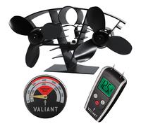 Valiant Ventilatore per stufa a doppia lama, termometro magnetico in rosso e ...