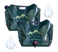 Valicaer 2 taniche pieghevoli da 8 l con rubinetto, sacco d'acqua portatile per campeggio, escursioni e acqua potabile a casa, senza BPA (verde)