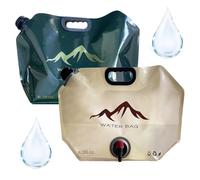 Valicaer 2 taniche pieghevoli da 8 l con rubinetto, sacco d'acqua portatile per campeggio, escursioni e acqua potabile a casa, senza BPA (verde + giallastro)