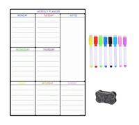 Valicaer Lavagna magnetica per frigorifero, formato A3, lavagna settimanale cancellabile a secco, per pianificazione dei pasti, lista delle cose da fare e promemoria per casa e ufficio, con 8 penne e