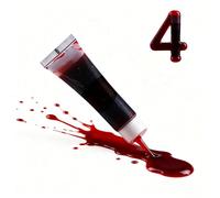 Valicaer Sangue finto per Halloween, kit di trucco zombie vampiro, sangue rosso scuro per pittura viso zombie e ferite teatrali, trucco sangue finto, accessori per Halloween, lavabili (4 confezioni)