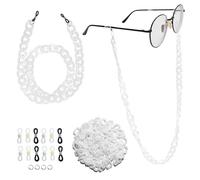 Valicaer Set di 2 collane per occhiali in acrilico, da uomo e da donna, con fibbia in silicone regolabile, per occhiali da sole e da lettura, set di cordini universali disponibili in multicolore