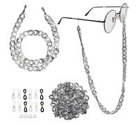 Valicaer Set di 2 collane per occhiali in acrilico, da uomo e da donna, con fibbia in silicone regolabile, per occhiali da sole e da lettura, set di cordini universali disponibili in multicolore