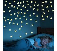 Valicaer Stelle fluorescenti al buio, 200 adesivi colorati 3D con stelle e luna e 1 luna per la camera dei bambini, decorazione da parete rimovibile sicura per creare un magico cielo stellato