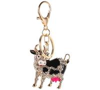 VALICLUD 1 portachiavi a forma di mucca, con strass, per bambini, portachiavi per bambini, portachiavi, bianco, 6.5x4.5cm