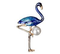 VALICLUD 1 Pz. Spilla con perla fenicottero pearl brooch spilla smaltata fermaglio decorativo Flamingo SmellPin pettorina di perle pettorale smaltato spilla fenicottero lega Blue