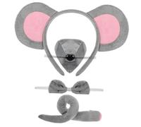 VALICLUD 1 Set fascia d'orecchio del topo orecchie e coda pelliccia fascia per topi arco compleanno topo piccolo costume coniglio mouse usb c fascia per donne costume animale tessuto Grey