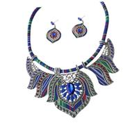 VALICLUD 1 Set Set collana e orecchini etnici Boho catena elegant fashion design amorica collana e orecchini bohémien bigiotteria per le donne gioielli grossi per le donne corda di stoffa