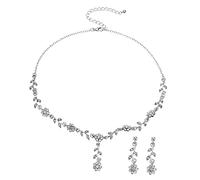 VALICLUD 1 Set Set Di Orecchini Da Collana Di Fiori Collana Pendente Gioielli Da Sposa Penzolare Il Matrimonio Orecchini Da Sposa Lucidi Collana Orecchini Sposa Lega Silver