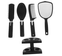 VALICLUD 1 Set Specchio Cosmetico Retrò Piccolo Specchio Da Viaggio Porta Pettini Da Barbiere Spazzola Per Vintage Specchio Portatile Rastrelliera Per Pettini Cesoia Plastica Nero