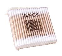 VALICLUD 100pezzi Cotton Swabs in Wood with Double Tip for Safe Use Face and Body Robust Wooden Stick Resistant to Breakage for Comfortable and Stable Handling