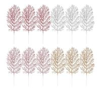 VALICLUD 12 Foglie Artificiali Glitterate per Decorazioni Natalizie Addobbi per Vetrine e Casa Colori Oro Rosa Argento e Rosso Adatte per Feste Matrimoni e Ambienti Interni