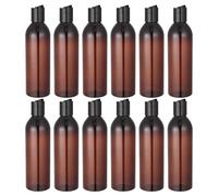 VALICLUD 12 Pcs Contenitori da Viaggio 250ml in Plastica Marrone, Flaconi Ricaricabili Antiperdita per Shampoo e Lozione, Set per Gel Doccia