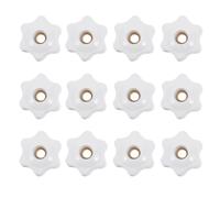 VALICLUD 12 Pezzi Manopola a Stella M8 Superficie Zigrinata in Plastico Bianco Nucleo in Rame, Design Ergonomico Antiscivolo e Struttura a Foro Passante per Installazione Mobili e