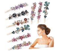 VALICLUD 12pezzi Forcine Per Capelli Forma Di Fiore Decorate Strass Scintillanti Per Fermare La Frangia o Capelli Ribelli Resistenti e Durevoli Per Donne Ragazze e Spose