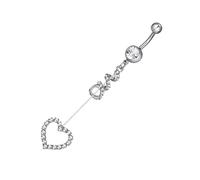 VALICLUD 1pezzi Anello Per Il Girovita Ciondolo Forma Di Cuore e Zircone Argento Elegante Per Donna Piercing Per Il Girovita Semplice e Comodo Da Indossare Adatto Per Feste e Decorazioni