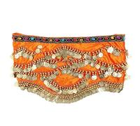 VALICLUD 1pezzi Gonna Hip Scarf Creativa Con Diamanti e Monete Per Danza Del Ventre Abbigliamento Elegante Per Donne e Ragazze Arancione