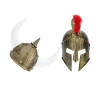 VALICLUD 2 Pezzi Cappello Viking in Plastico Oro per Carnevale e Cosplay, Taglia, Comodo da Indossare, Accessorio Unico ed Elegante per Uomo e Donna