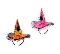 VALICLUD 2 Pezzi Cerchietti Halloween con Cappello Strega Decorativo in e Paillettes Leggeri e per e Ragazze per Costume e Cosplay Party