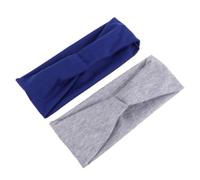 VALICLUD 2 pezzi Fascia per Capelli in Cotone con Bottoni per Leggera e Traspirante Fasce Elastiche per Attività Sportive e Yoga da Blu Zaffiro Grigio