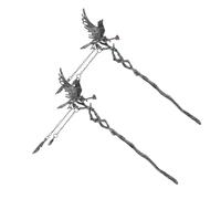 VALICLUD 2 Pezzi Forcine Capelli Nere con Corvo e Fermagli Cinesi Artigianali con Nappe Vintage in Metallo per Donne Accessori Eleganti Stile Gotico per Feste e Cosplay