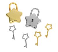 VALICLUD 2 Pezzi Lucchetti Forma di Stella Lucchetto Portatile per Valigie Diario e Salvadanai Colori Oro e Argento Leggero e Compatto per Viaggi e Uso Quotidiano