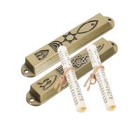VALICLUD 2 Pezzi Mezuzah in Metallo Vintage Decorativo con Simboli Religiosi Ornamento Resistente e Anticato per Porta Casa per Soggiorno e Ambienti Religiosi