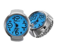 VALICLUD 2 Pezzi Orologio ad Anello Mini in Metallo Blu, Stile Creativo | Display Orario Compatto Numeri Grandi, Accessorio Distintivo per Donne, Idea Regalo