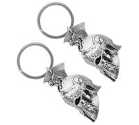 VALICLUD 2 Pezzi Portachiavi Casco Antico in Lega Argento con Campanella Resistente ai Graffi, Design Storico Vintage, Accessorio Uomo per Borsa e Chiavi Auto Facile da Agganciare