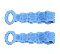 VALICLUD 2 pezzi Spazzola Esfoliante per Doccia in Tpe con Cinghie Lunghe per Pulizia Profonda Schiena e Bagno in Silicone Alimentare Blu per Casa e Viaggio
