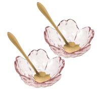 VALICLUD 2 set Ciotole in Vetro Forma di Fiore con Cucchiai in Metallo per Oli Essenziali e Maschere Piccole e Compatte per Spa e Uso Estetico per Massaggi e Bellezza Femminile