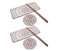 VALICLUD 2 Set Piatto da Sushi in Ceramica Stile Giapponese Bacchette | Servizio per Salsa di Soia e Condimento, Finitura Liscia, Uso Domestico e Feste, Facile da Pulire