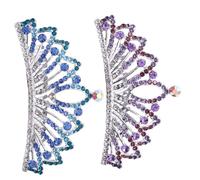 VALICLUD 2pezzi Corona per Bambine in Diamante Blu Argento e Diamante Argento Pettine Corona Creativo per Feste di Compleanno Copricapo Decorativo per Ragazzo Ragazza