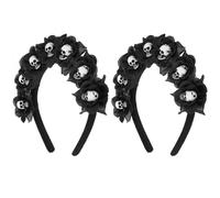 VALICLUD 2pezzi Fascia per Capelli Tema Giorno dei Morti Elementi Teschio e Fiori Neri Adatta per Cosplay e Feste Tema Halloween Realizzata Materiali Leggeri e Flessibili per Vestibilità
