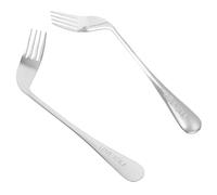 VALICLUD 2pezzi Fork Curved Practical Assistive Utensils for Disabled Easy to Use Dining Aids Stainless Steel Design for Elderly Feeding Needs