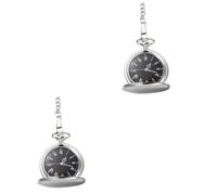 VALICLUD 2pezzi Orologio Da Tasca Retro Lega Con Design Elegante Due Facce Orologio Quarzo Classico Argento Per Moda Vintage e Decorazione Personale