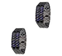 VALICLUD 2pezzi Orologio Digitale Sportivo Con Bracciale Acciaio Inossidabile Retroilluminazione Blu Led Design Elegante e Comodo Funzione Data e Colore Nero